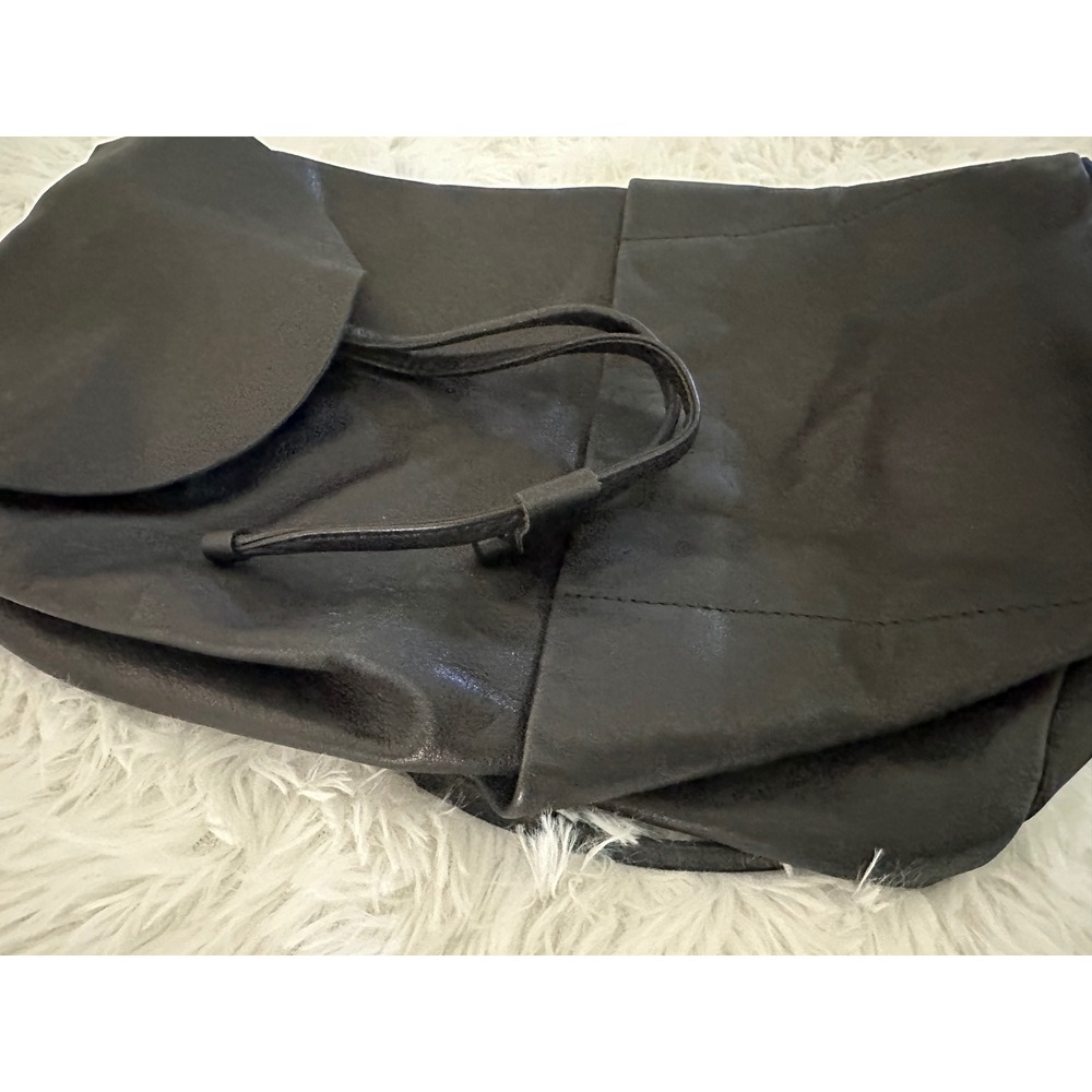 COS black leather unstructured drawstring backpack bag - Picture 4 of 11